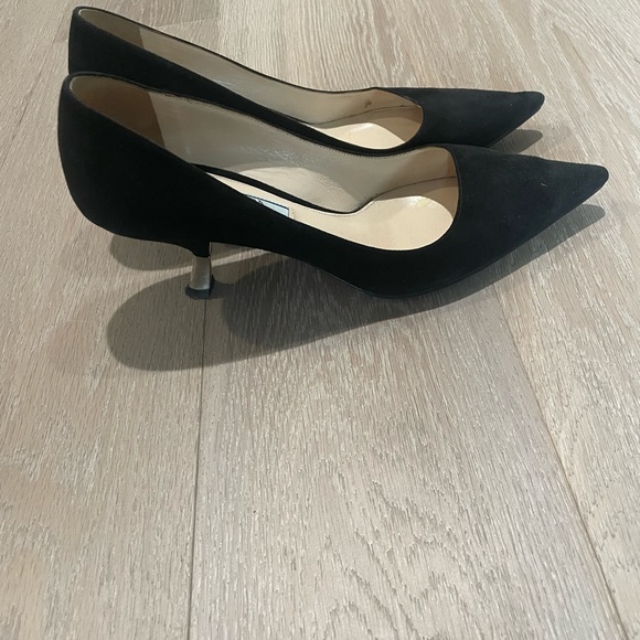 Black Suede Prada Kitten Heels 38.5 - Picture 7 of 8